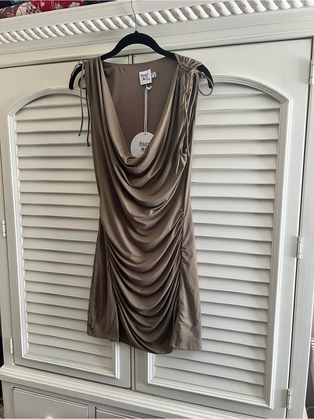 Princess Polly Brown Draped Ruched Mini Dress